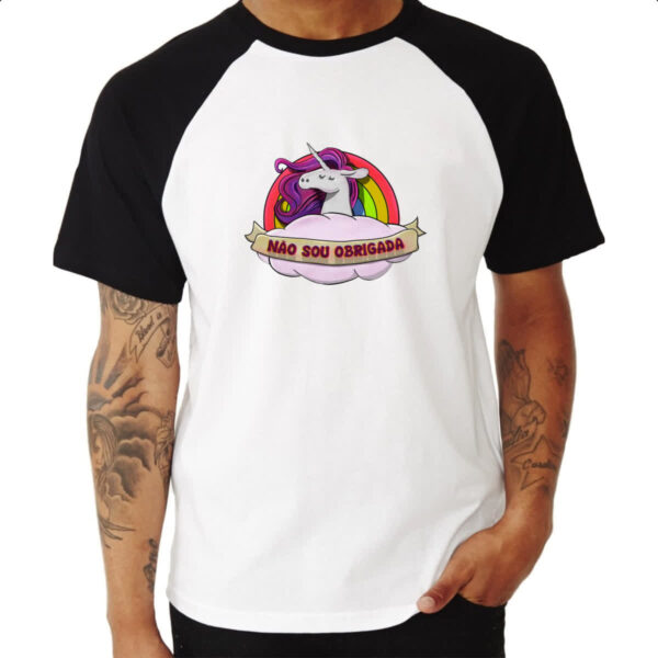 Camiseta Raglan Unicornio nao sou obrigada - Imagem 3
