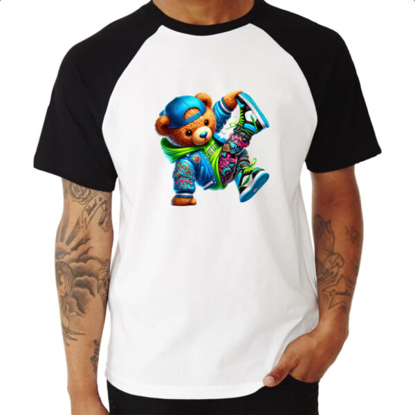 Camiseta Raglan Urso Hiphop - Imagem 3