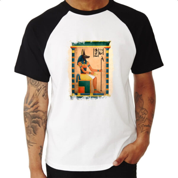 Camiseta Raglan Anubis Papiro Egito - Imagem 3