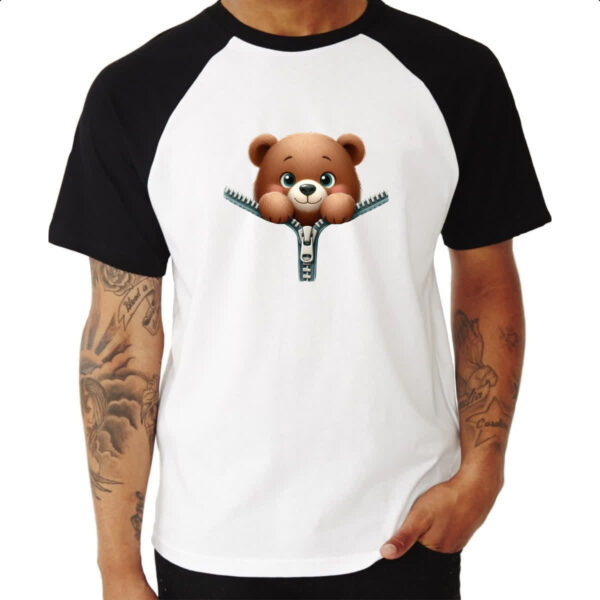 Camiseta Raglan Urso no ziper - Imagem 3