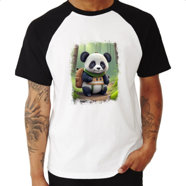 Camiseta Raglan Urso panda aventureiro - Imagem 3