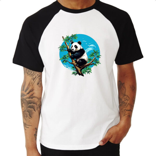 Camiseta Raglan Urso panda na arvore - Imagem 3