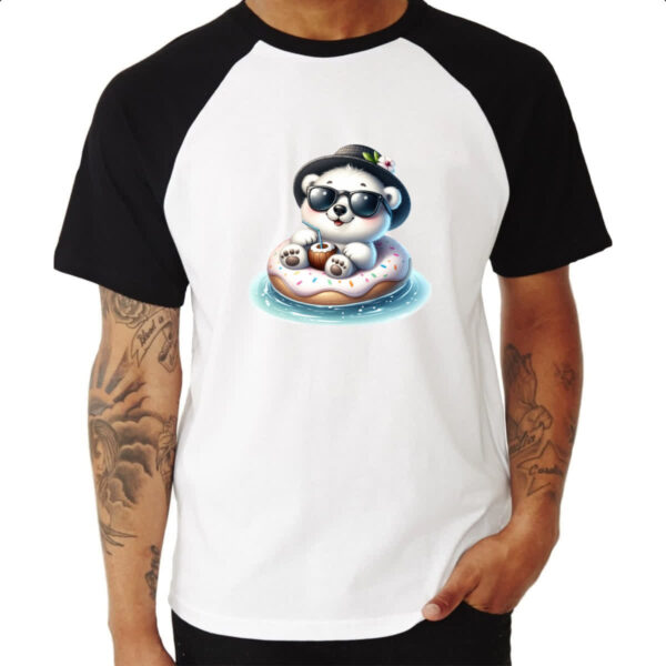Camiseta Raglan Urso polar na boia - Imagem 3