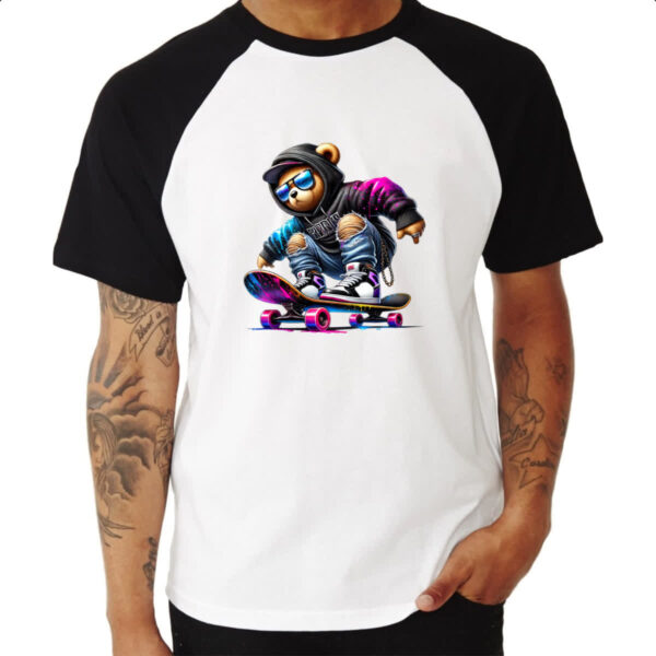Camiseta Raglan Urso skatista - Imagem 3
