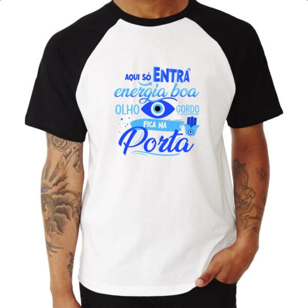 Camiseta Raglan Olho Grego gordo na porta - Imagem 3