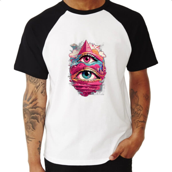 Camiseta Raglan Olho de Horus no ceu Street Art - Imagem 3