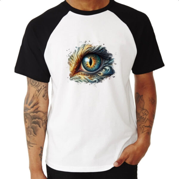 Camiseta Raglan Olho de dragao watercolor - Imagem 3