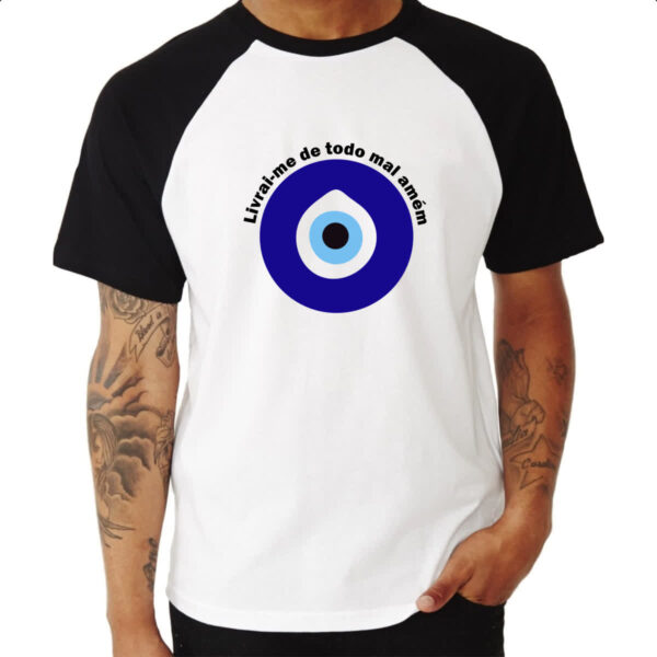 Camiseta Raglan Olho grego livrai-me do mal - Imagem 3