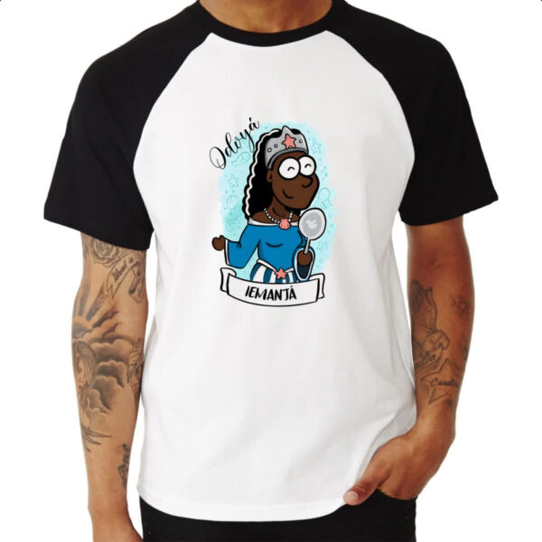 Camiseta Raglan Orixas Cartoon Iemanja Odoya - Imagem 3