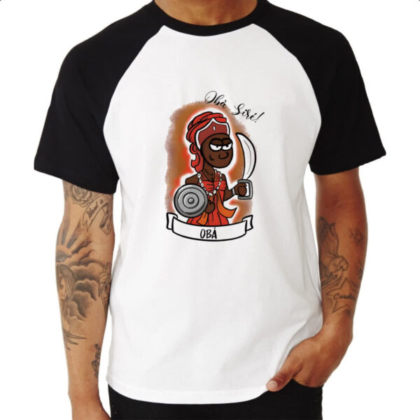 Camiseta Raglan Orixas Cartoon Oba sire - Imagem 3