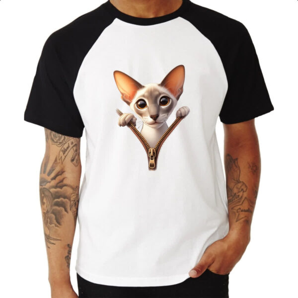 Camiseta Raglan Oriental Shorthair no ziper - Imagem 3
