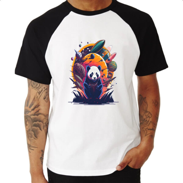 Camiseta Raglan Panda Sideral - Imagem 3