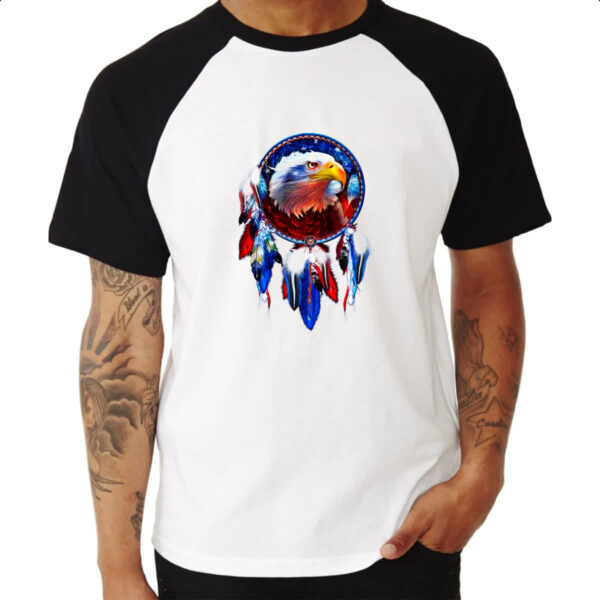 Camiseta Raglan Apanhador de sonhos aguia americana - Imagem 3