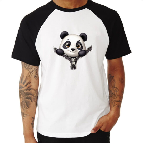 Camiseta Raglan Panda no ziper - Imagem 3