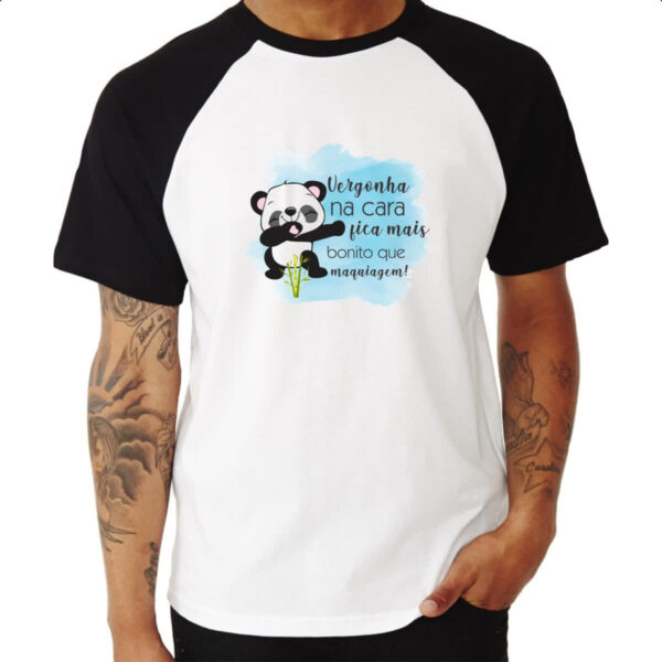Camiseta Raglan Panda vergonha na cara - Imagem 3