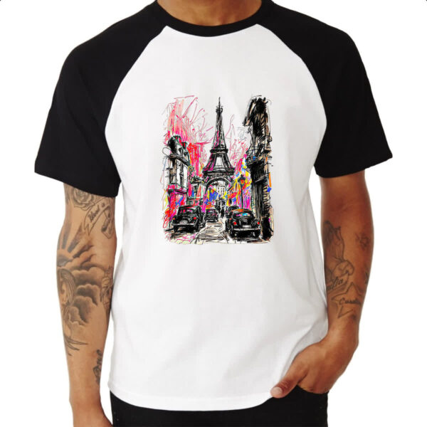 Camiseta Raglan Paris street art - Imagem 3