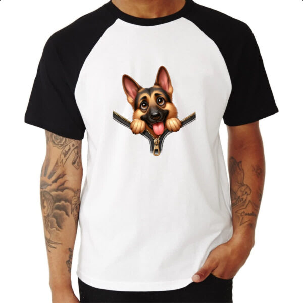 Camiseta Raglan Pastor Alemao no Ziper - Imagem 3