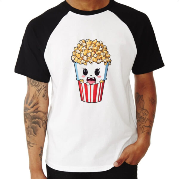 Camiseta Raglan Pipoca cinema feliz - Imagem 3