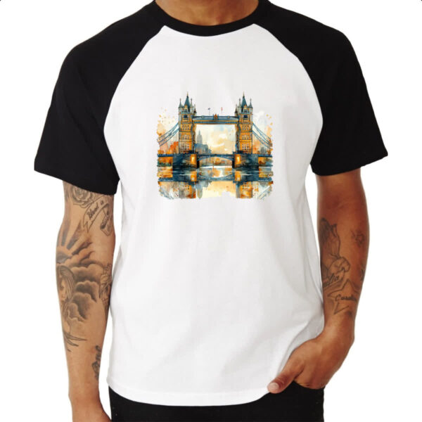 Camiseta Raglan Ponte de Londres watercolor - Imagem 3
