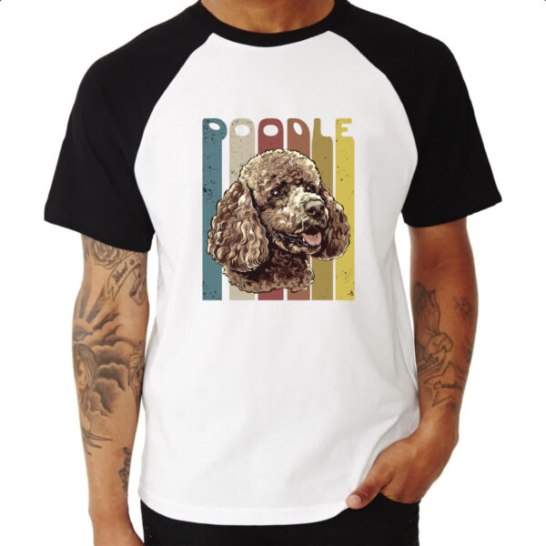 Camiseta Raglan Poodle retro vintage - Imagem 3