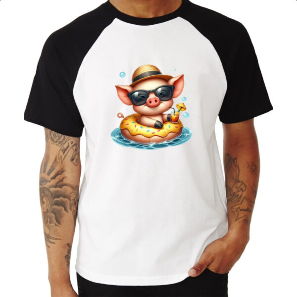 Camiseta Raglan Porco na boia - Imagem 3