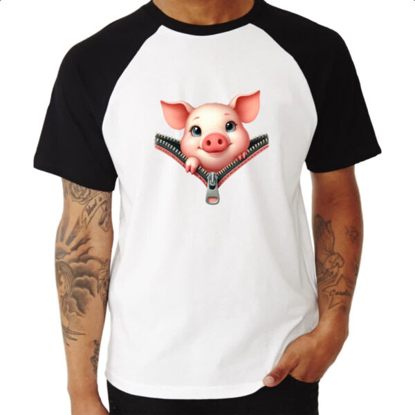 Camiseta Raglan Porco no ziper - Imagem 3