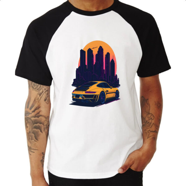 Camiseta Raglan Porsche Amarelo Sunset - Image 3