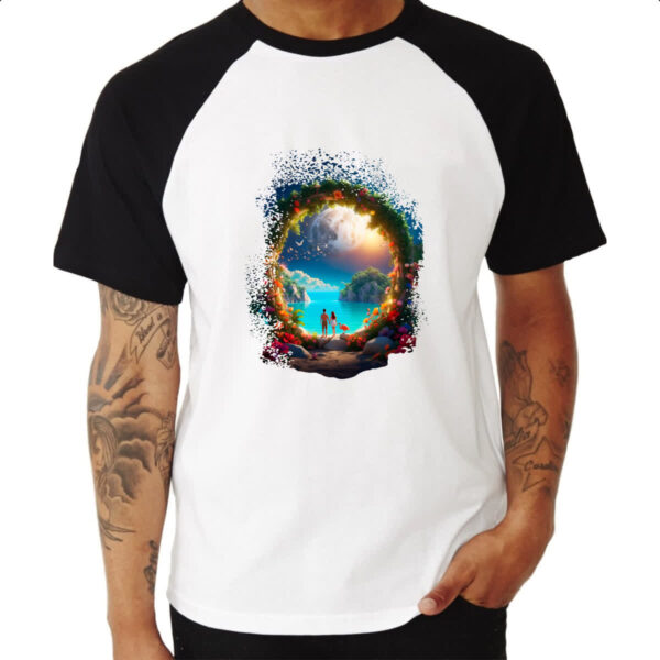 Camiseta Raglan Portal para o paraiso - Imagem 3