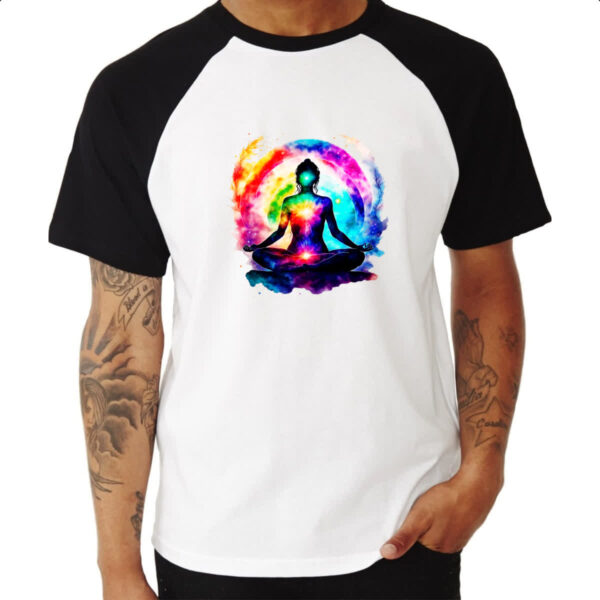 Camiseta Raglan Posicao Lotus Chakra - Imagem 3