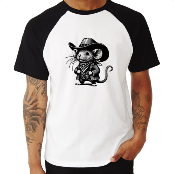 Camiseta Raglan Rato cowboy grafite arte - Imagem 3