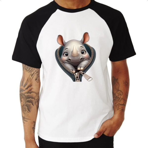 Camiseta Raglan Rinoceronte no ziper - Imagem 3