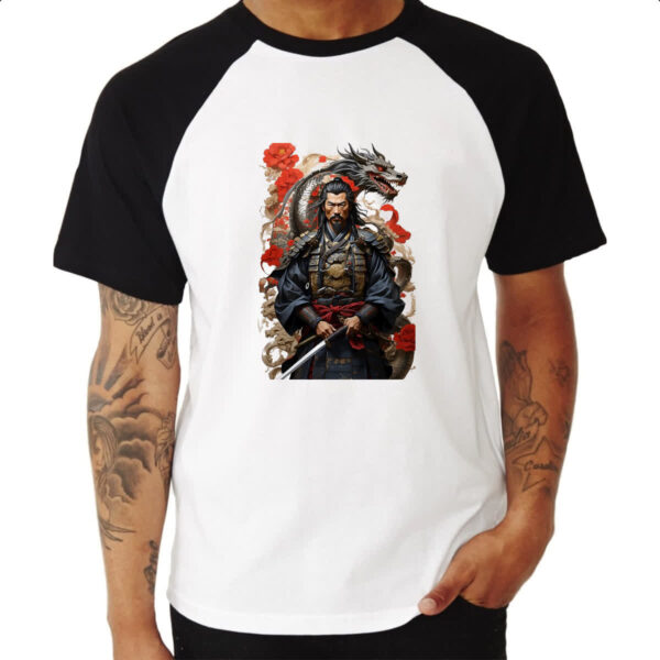 Camiseta Raglan Samurai Japones Dragao Milenar - Imagem 3