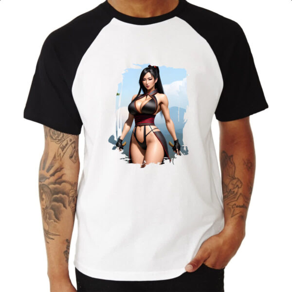 Camiseta Raglan Samurai girl on sky - Imagem 3