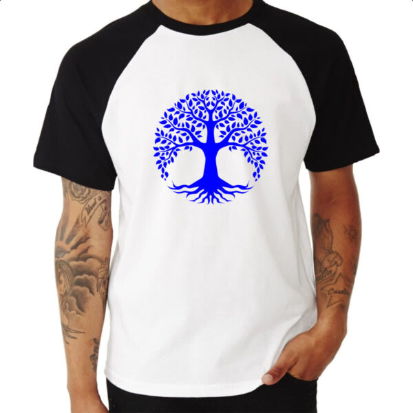 Camiseta Raglan Arvore da vida azul - Imagem 3