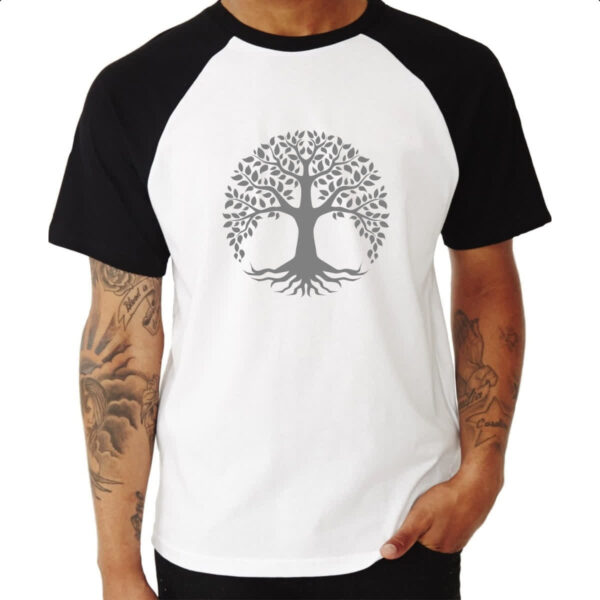 Camiseta Raglan Arvore da vida cinza - Imagem 3