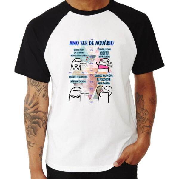 Camiseta Raglan Signo Amo ser de Aquario - Imagem 3