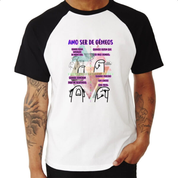 Camiseta Raglan Signo Amo ser de Gemeos - Imagem 3