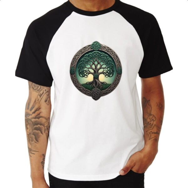 Camiseta Raglan Arvore da vida circulo Celtico - Imagem 3