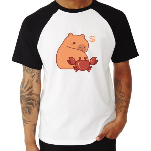 Camiseta Raglan Signo Capivara Cancer - Imagem 3