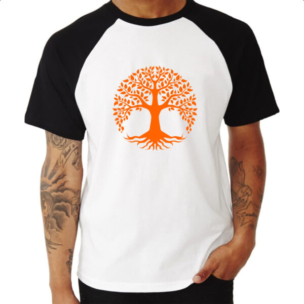Camiseta Raglan Arvore da vida laranja - Imagem 3