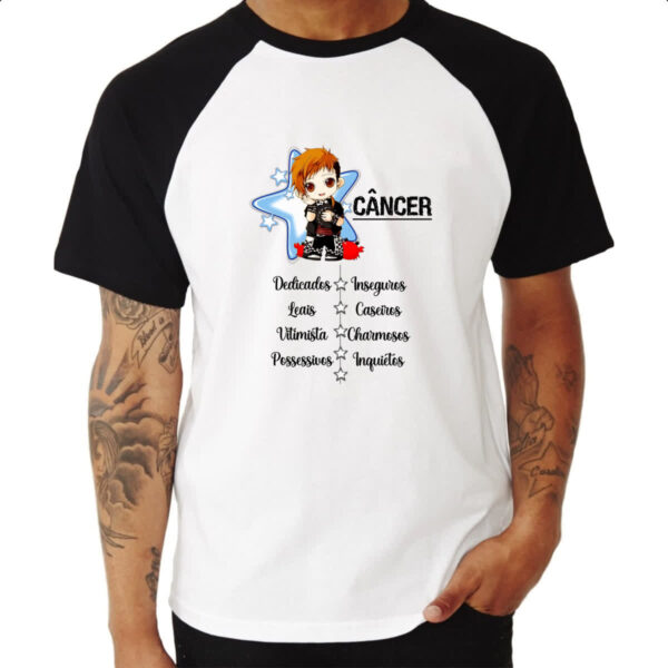 Camiseta Raglan Signo Cute Cancer - Imagem 3