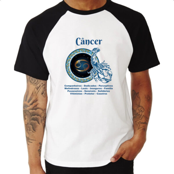 Camiseta Raglan Signo de Cancer adjetivos - Imagem 3