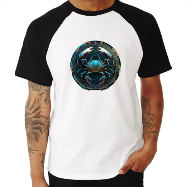 Camiseta Raglan Signo de Cancer placa de luxo - Imagem 3