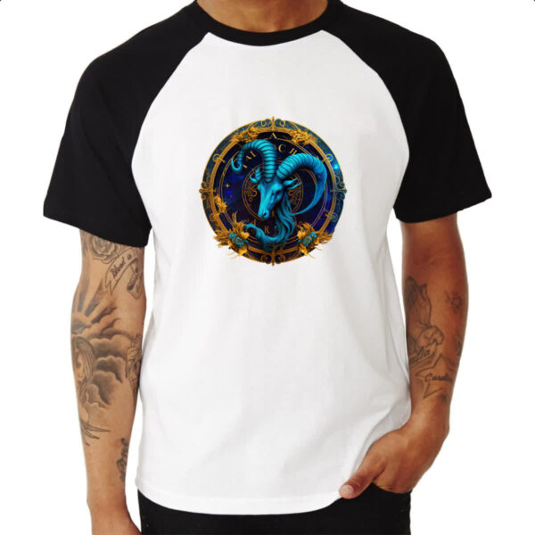 Camiseta Raglan Signo de Capricornio placa de luxo - Imagem 3