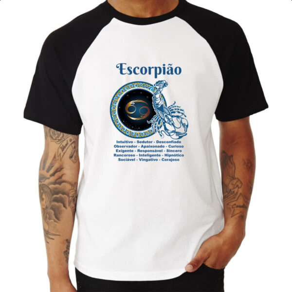 Camiseta Raglan Signo de Escorpiao adjetivos - Imagem 3