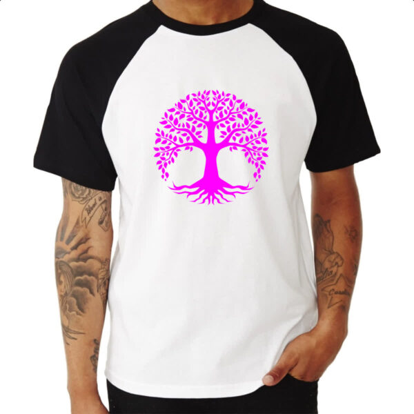 Camiseta Raglan Arvore da vida pink - Imagem 3