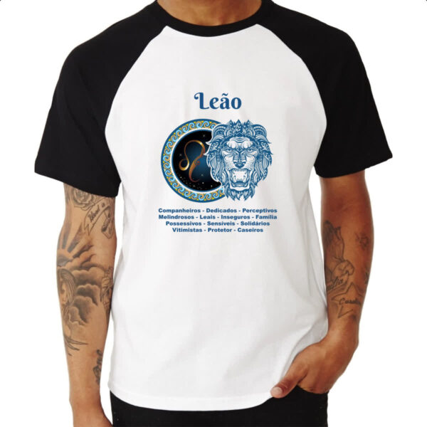 Camiseta Raglan Signo de Leao adjetivos - Imagem 3