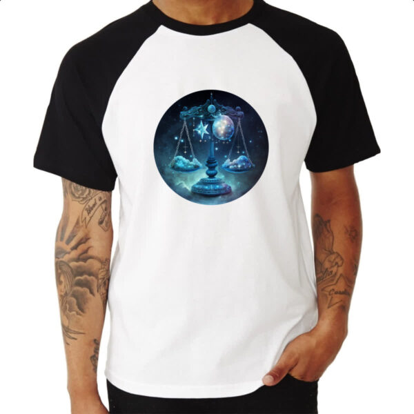 Camiseta Raglan Signo de Libra placa de luxo - Imagem 3