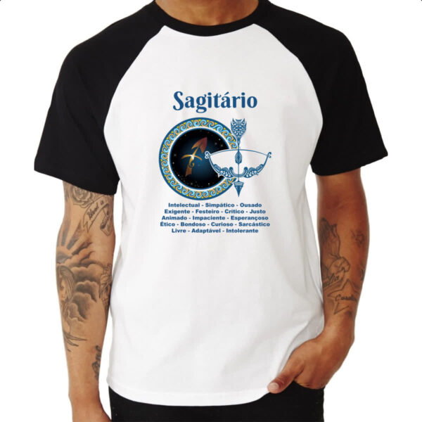 Camiseta Raglan Signo de Sagitario adjetivos - Imagem 3
