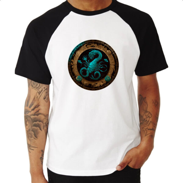 Camiseta Raglan Signo de escorpiao logo de luxo - Imagem 3